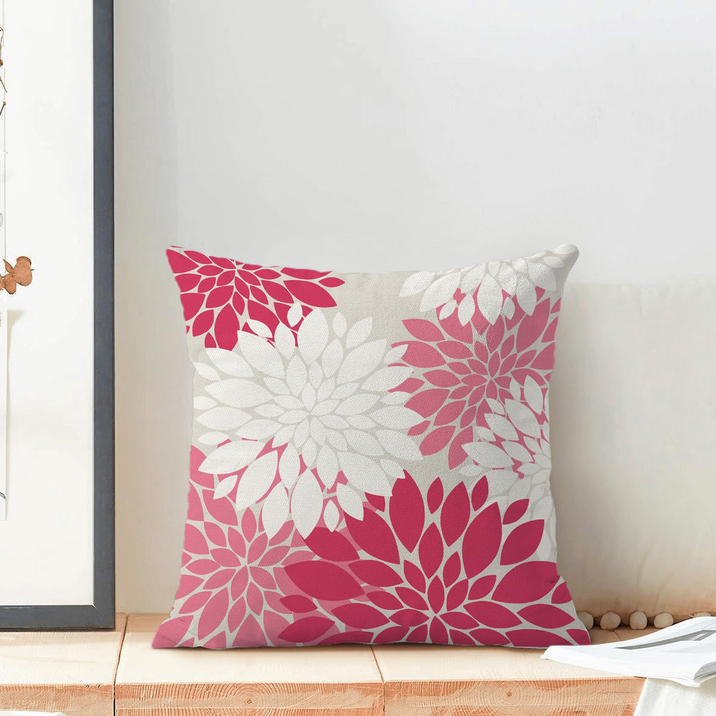Cxmeifly Hot Pink White Summer Outdoor Pillow Covers 18X18 Inch Set Of 2 Blush Pink Dahlia Floral Decor Throw Pillows Modern Geo