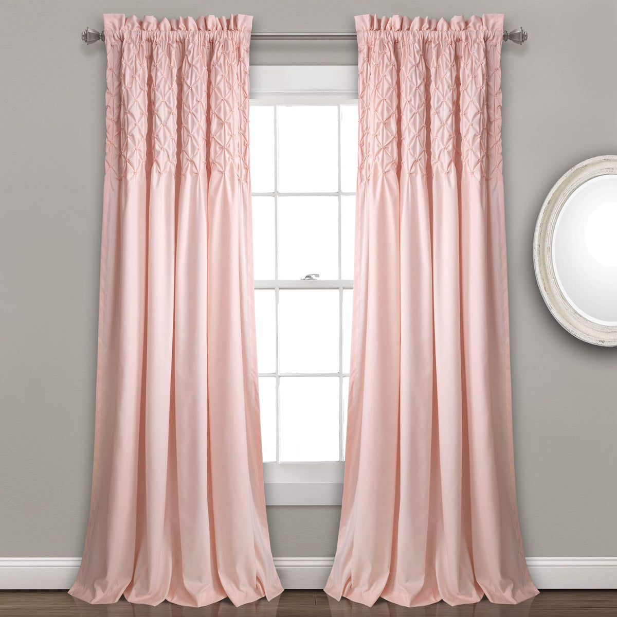 Lush Decor Bayview Curtains  Pintuck Textured Semi Sheer Window Panel Drapes Set for Living, Dining, Bedroom (Pair), 84 x 52, B