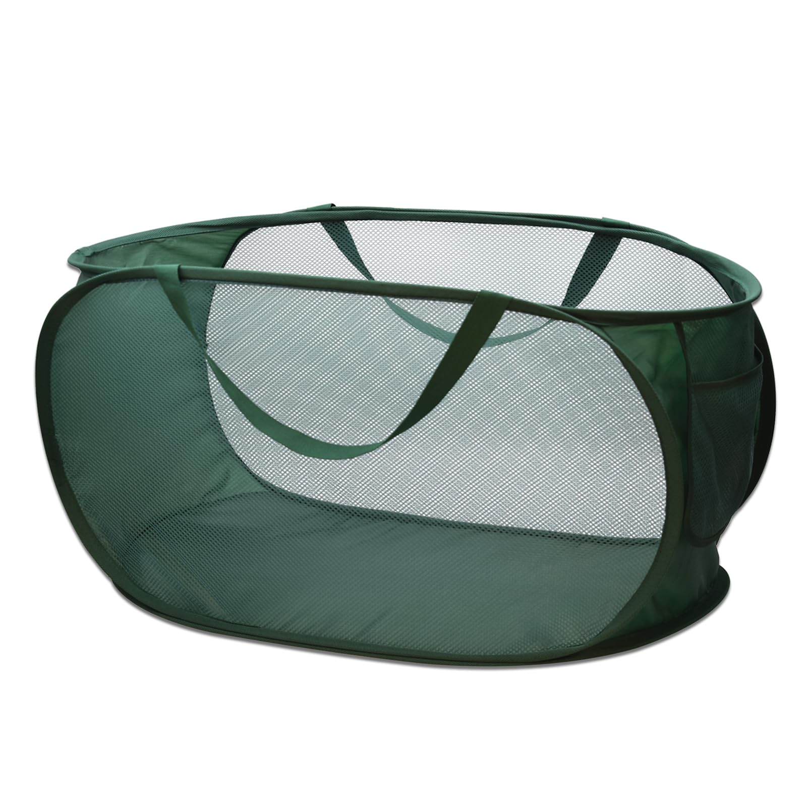 HONOMA Sturdy Mesh Laundry Hamper Basket Bag,Pop up Basket with Side Pocket for Laundry Room, Bathroom, Kids Room, College Dorm 