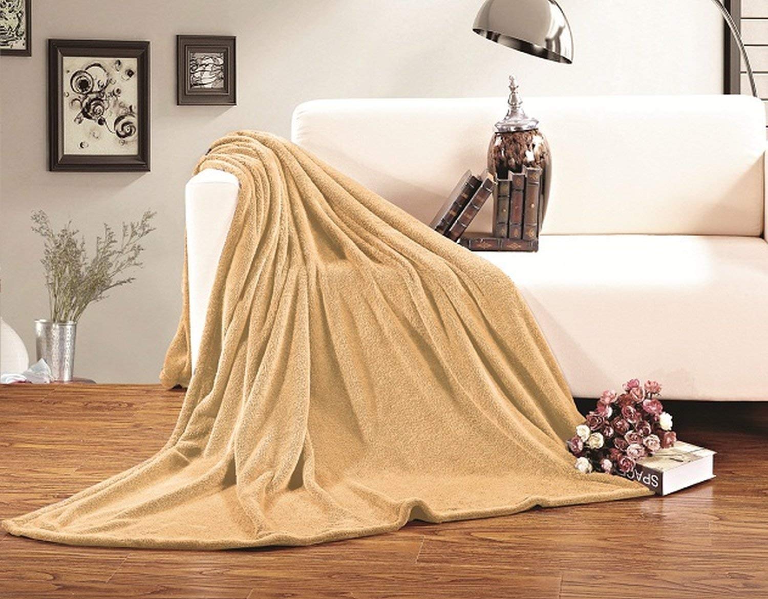 Elegant Comfort Ultra Super Soft Fleece Plush Luxury Blanket Full/Queen Gold