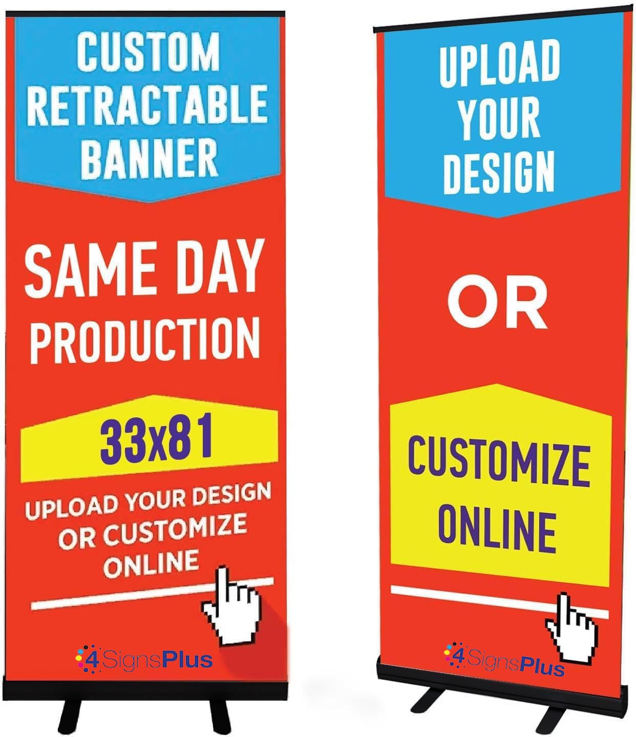 4Signsplus Custom Retractable Banner With Aluminum Frame - Portable, Durable & Easy Setup - For Events, Promotion & Advertising
