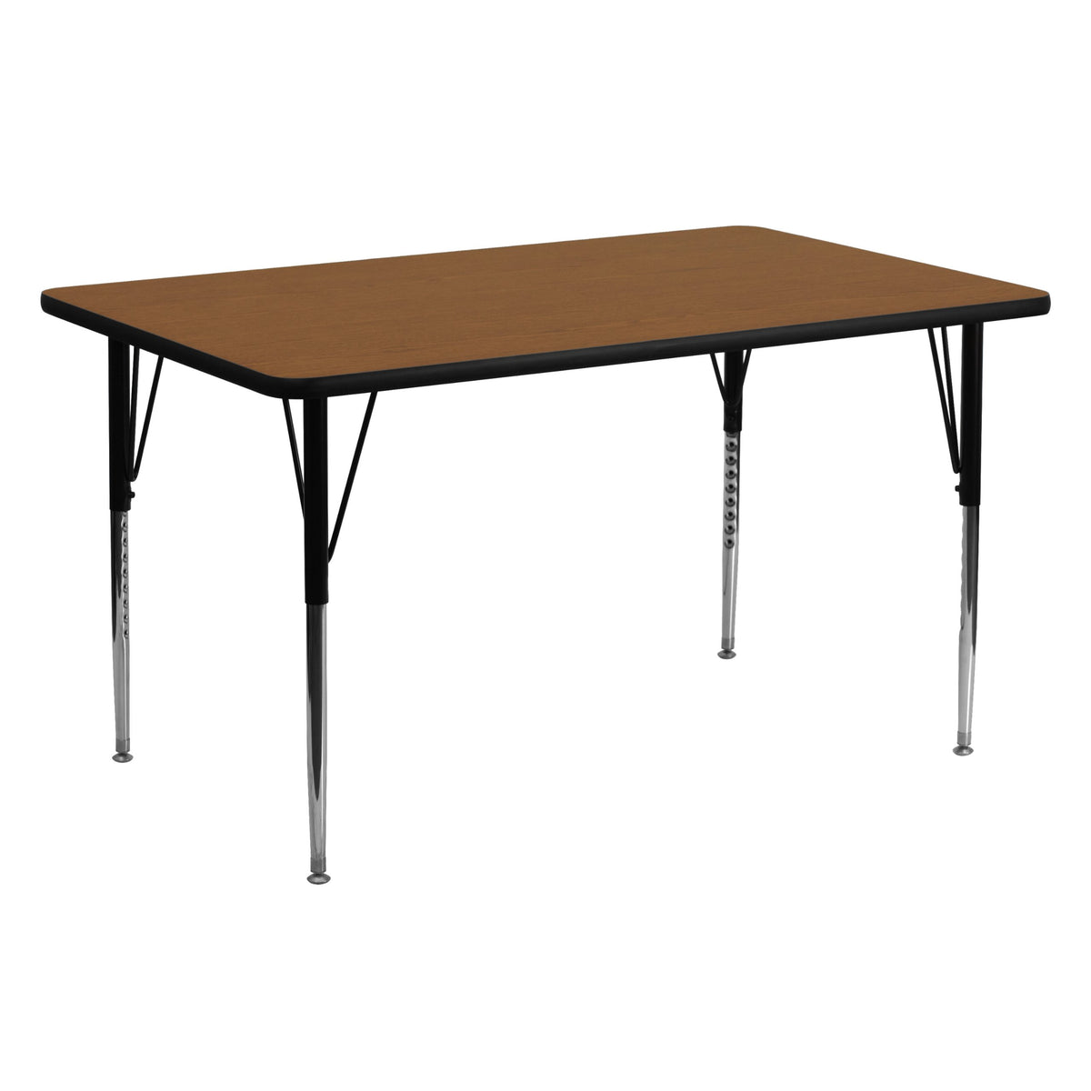 Flash Furniture Wren 24''W x 60''L Rectangular Oak HP Laminate Activity Table - Standard Height Adjustable Legs