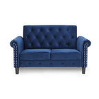 Furinno Bastia Vintage Modern Chesterfield Button Tufted Loveseat/Sofa Couch For Living Room, Navy Velvet