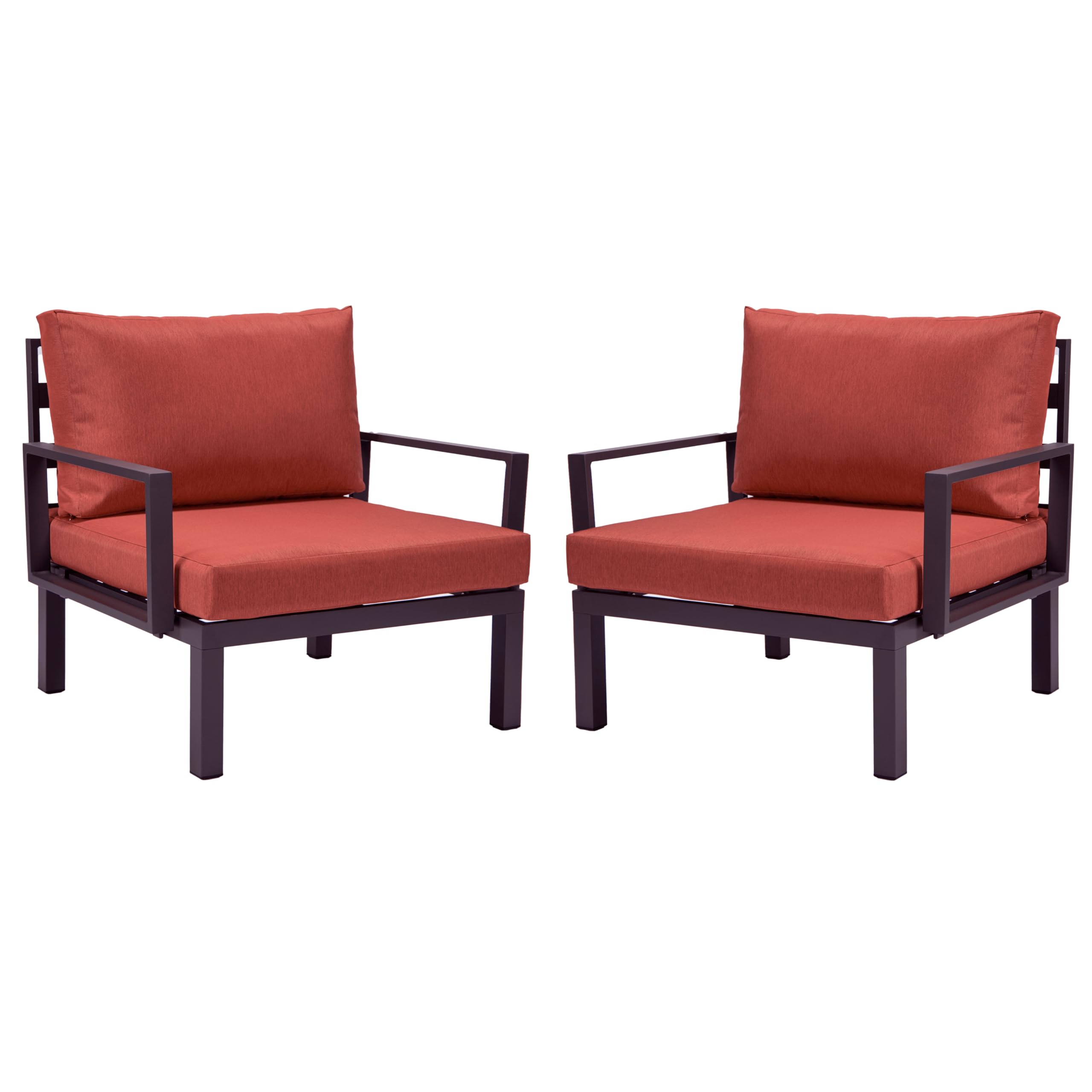 Hamilton Aluminum Patio Armchairs With Cushions Set of 2 in Red