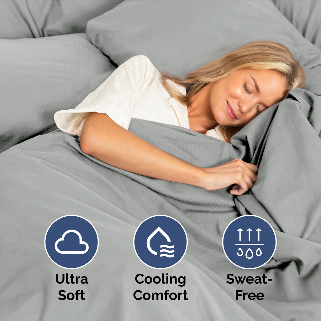 Full Size 4 Piece Sheet Set - Extra Soft, Breathable And Cooling Sheets - Hotel Luxury Bed Sheets For Women & Men - Deep Pockets, Easy-Fit & Wrinkle-Free Sheets - Light Slate Grey Oeko-Tex Bed Sheets