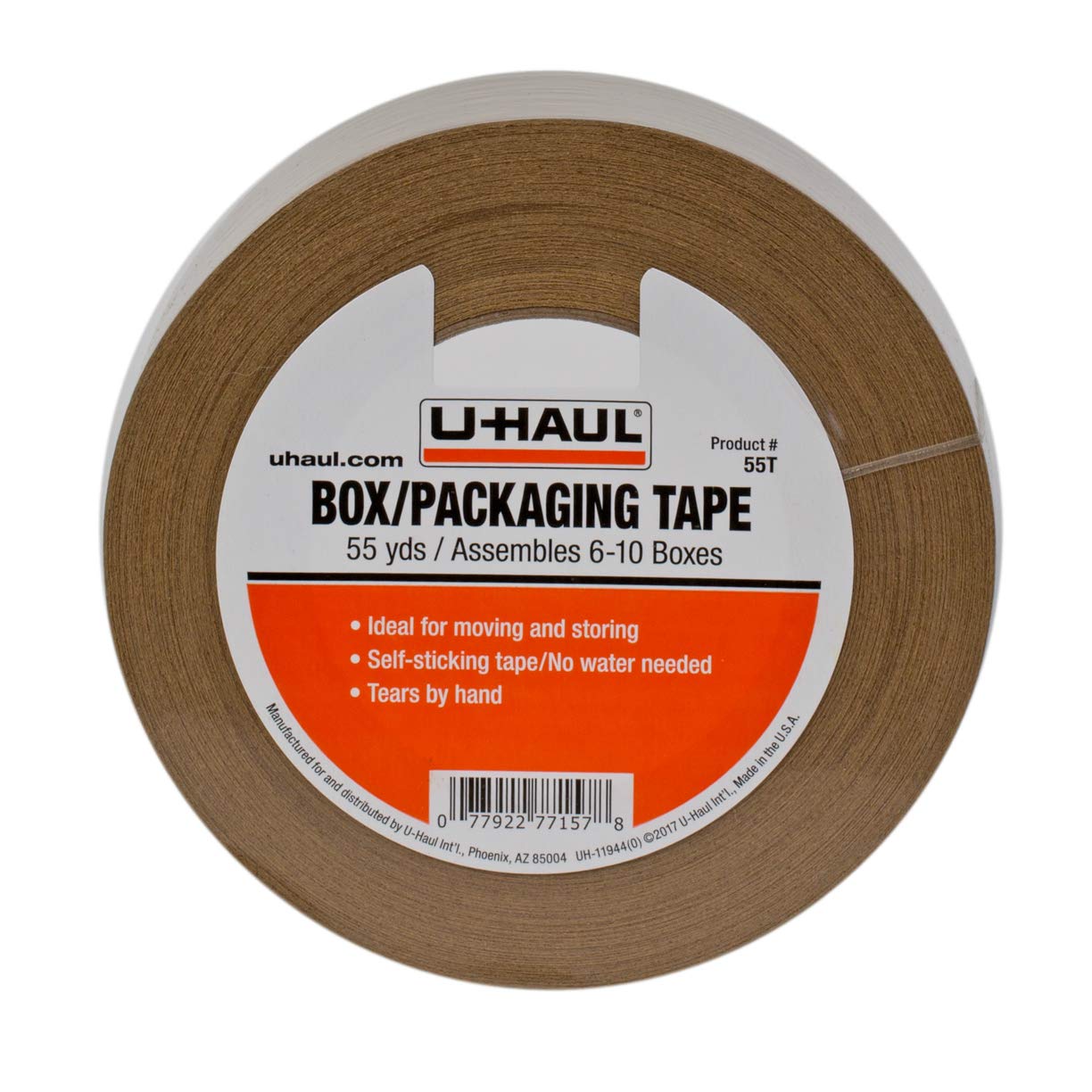U-Haul Moving Box Paper Tape (Ideal For Moving, Packing, & Storage Boxes) - 55 Yard Roll - Easily Tears By Hand