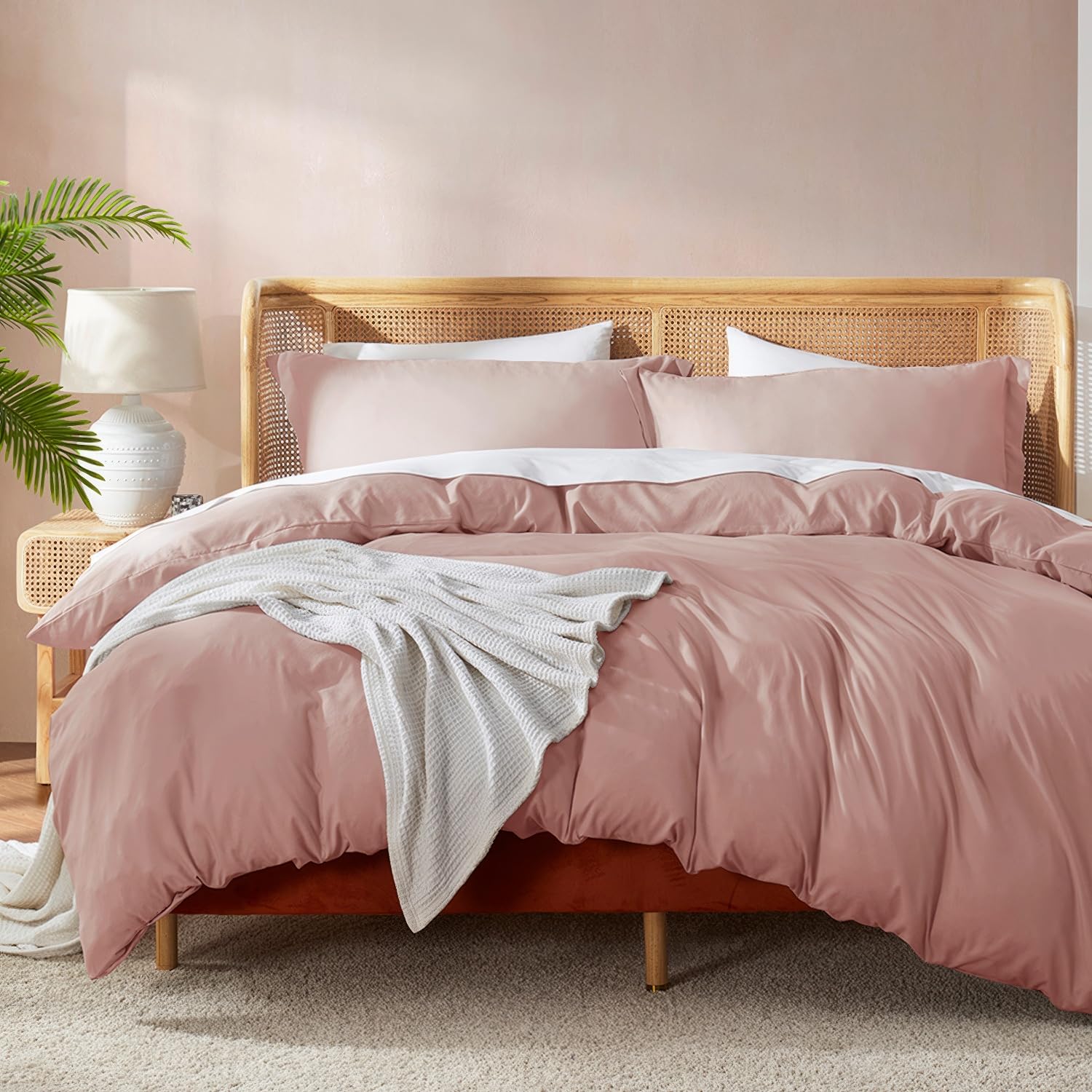 Nestl Blush Pink Duvet Cover King Size - Soft Double Brushed King Duvet Cover Set, 3 Piece, With Button Closure, 1 Duvet Cover 1