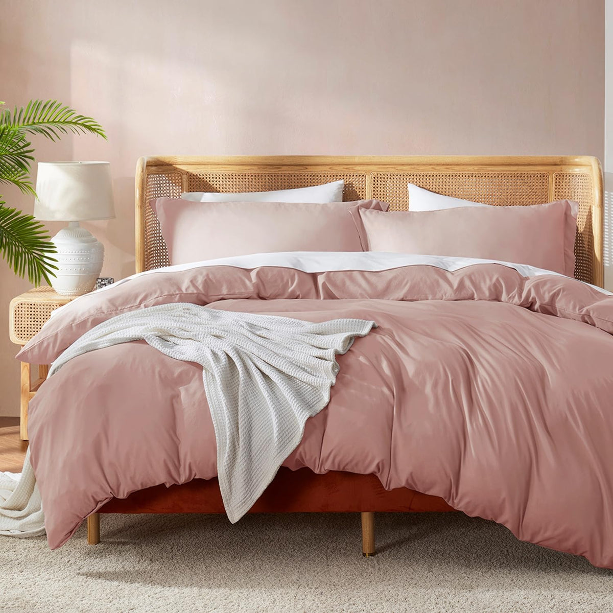 Nestl Blush Pink Duvet Cover Full Size - Soft Double Brushed Full Size Duvet Cover Set, 3 Piece, With Button Closure, 1 Duvet Co