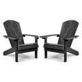 Adirondack Chairs Set Of 2 Plastic Weather Resistant, Outdoor Chairs 5 Steps Easy Installation, Like Real Wood, Widely Used In Outdoor, Patio, Fire Pit, Deck, Outside, Garden, Campfire Chairs (Black)
