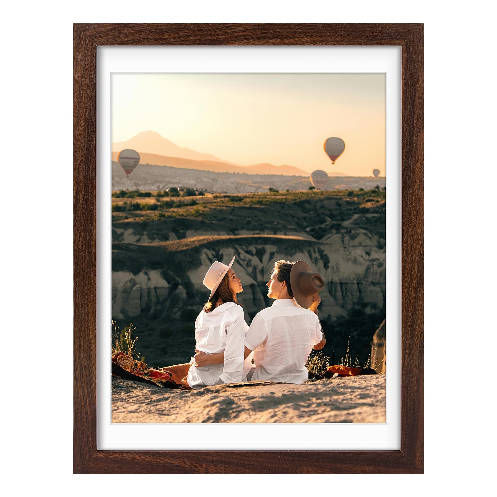 Golden State Art, 12x16 Picture Frame with Mat for 11x14 Picture or 12x16 inch without Mat, Wall Mounting (Dark Brown, 1 Pack)