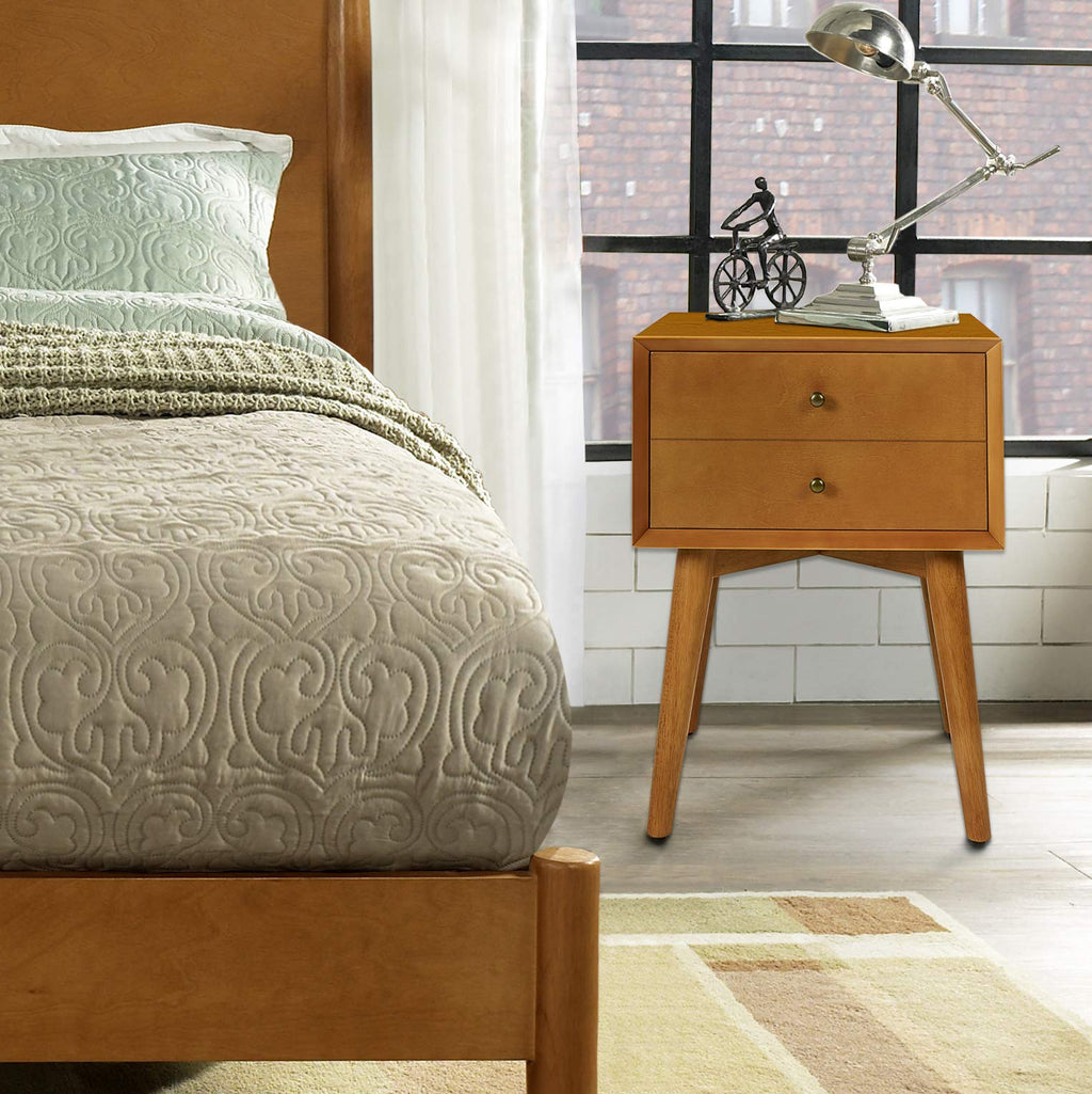 Crosley Furniture Landon Acorn Nightstand Side Table with Drawer, 18x18x23.75 - Stylish Storage for Bedroom or Living Room