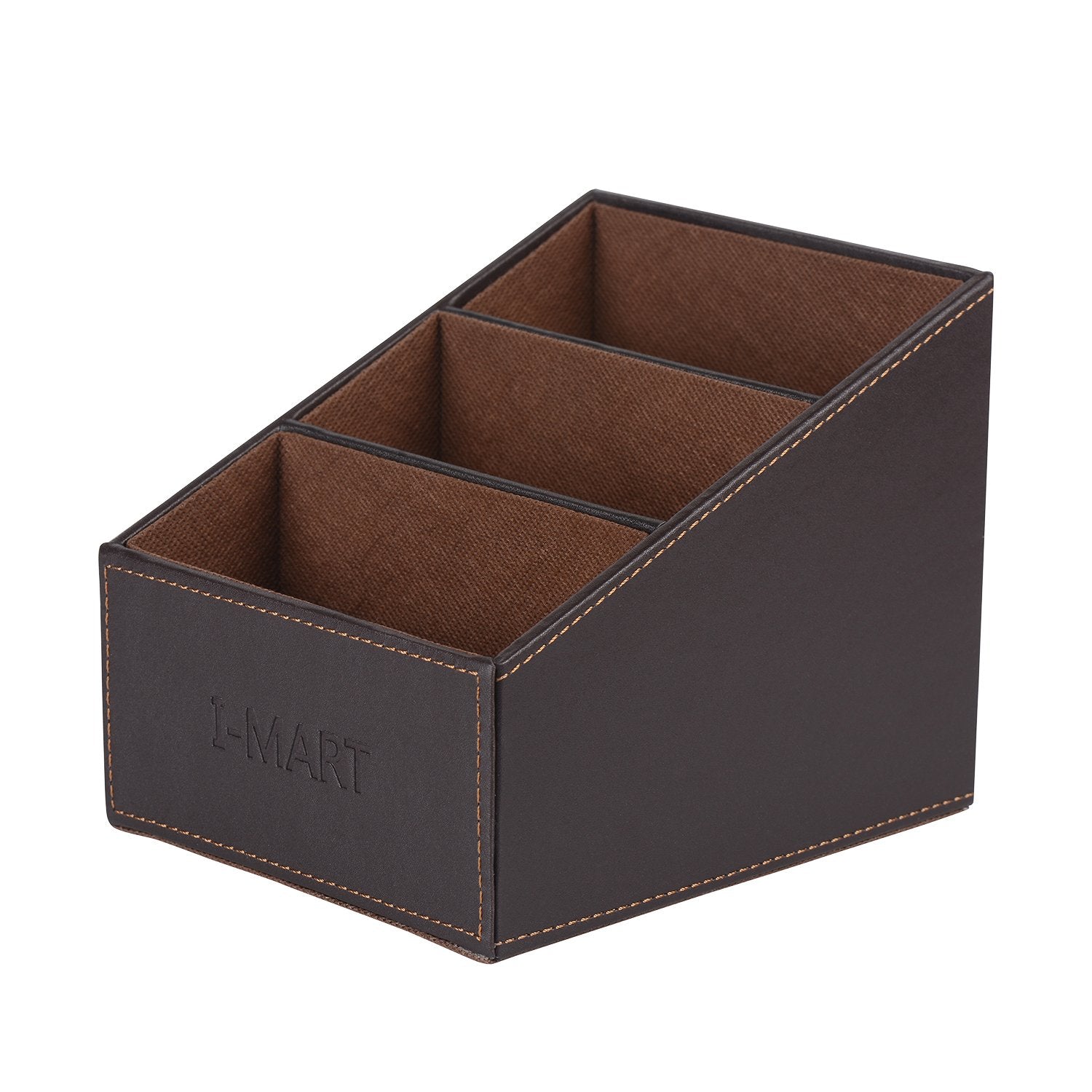 I-Mart Pu Leather Tv Remote Control Holder, Caddy, Organizer, Storage, Stand (Brown)