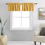 DONREN Gold Yellow Curtain Valances for Living Room - Blackout Rod Pocket Valances for Small Window (42 by 18 Inch,2 Panels)