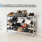 4-Tier Adjustable Freestanding Shoe Rack with Flat or Angled Shelves, Chrome Finish