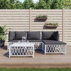 vidaXL 5-Piece Patio Lounge Set in White Steel with Cushions – Comfortable, Durable, and Modular Design for Personalized Outdoor Setting