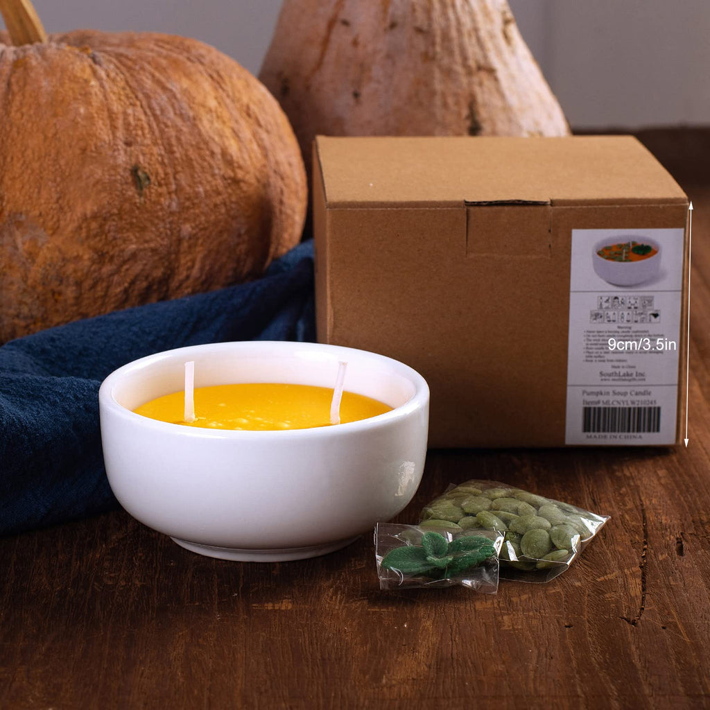 Pumpkin Soup Bowl Scented Soy Candle For Autumn Thanksgiving Day Halloween