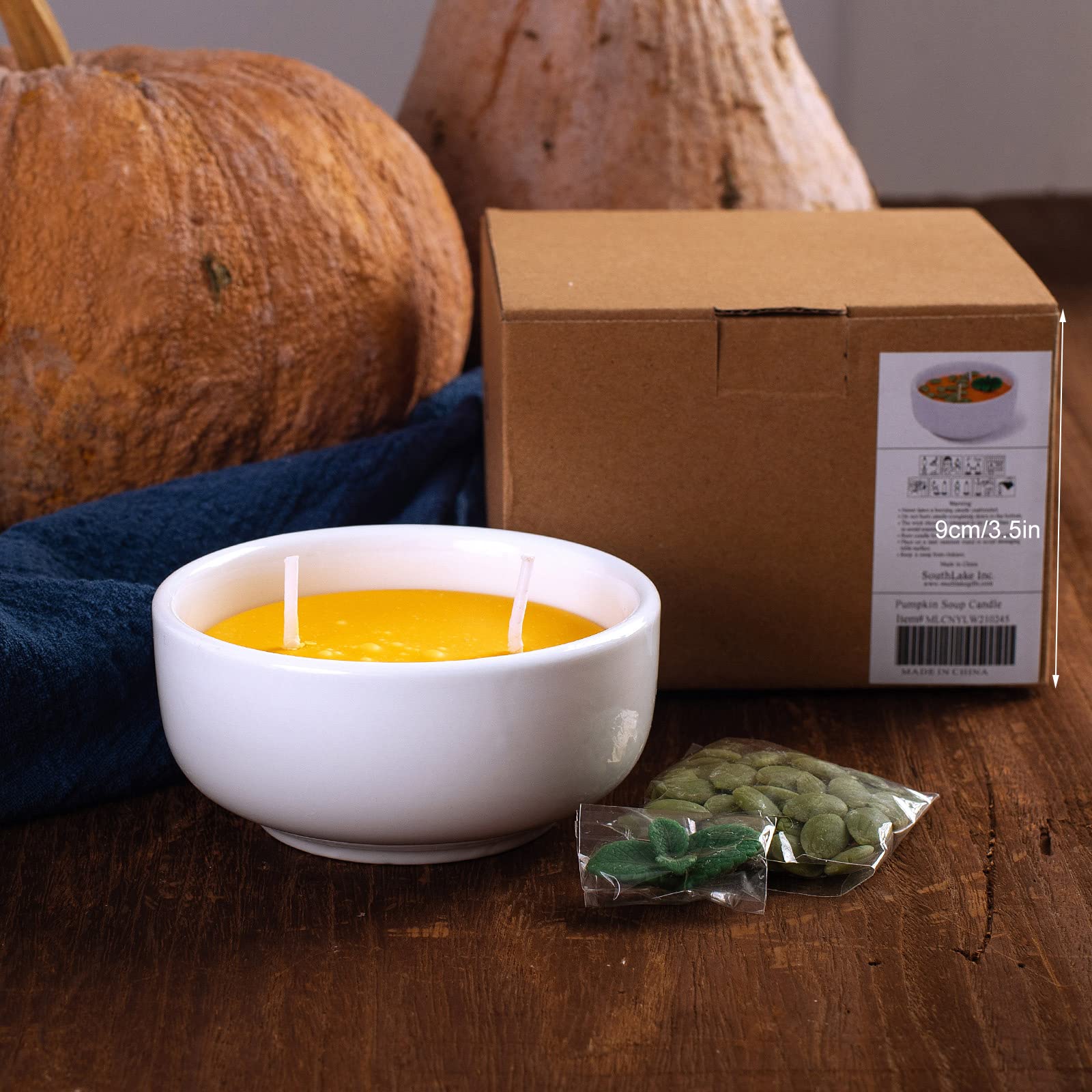 Pumpkin Soup Bowl Scented Soy Candle For Autumn Thanksgiving Day Halloween