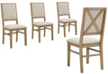 Crosley Furniture Joanna Modern Farmhouse Upholstered X Back Wood Dining Chairs Set Of 4, Kitchen Chair, Rustic Brown/Creme