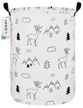 ONOEV Round Fabric Storage Bin,Decorative Basket,Organizer Basket with Handles,for Clothes Storage,books and sundries(Forest dee