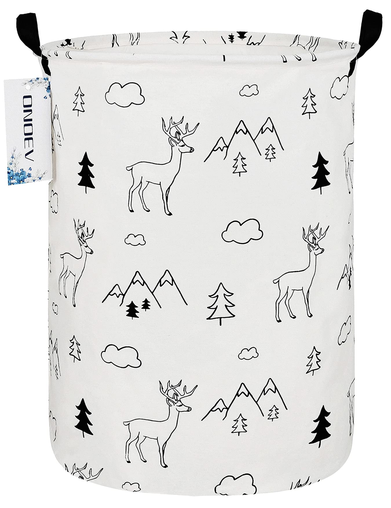 ONOEV Round Fabric Storage Bin,Decorative Basket,Organizer Basket with Handles,for Clothes Storage,books and sundries(Forest dee