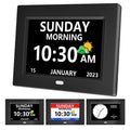 MRCHYDZ 7 Inch Clock with Day and Date for Elderly Large Display Digital Clock 12 Alarms 3 Medicine Reminders Large Font Dementi