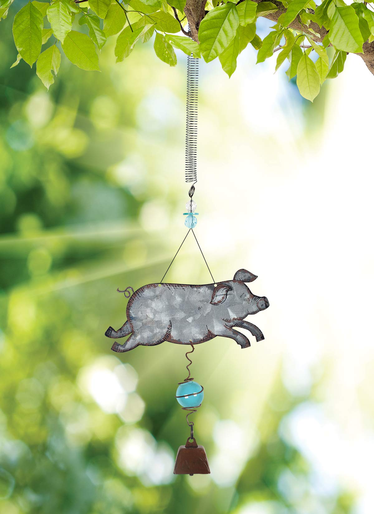 Sunset Vista Designs 92163 Bouncy Garden Decoration With Mini Cowbell, 11-Inch, Pig