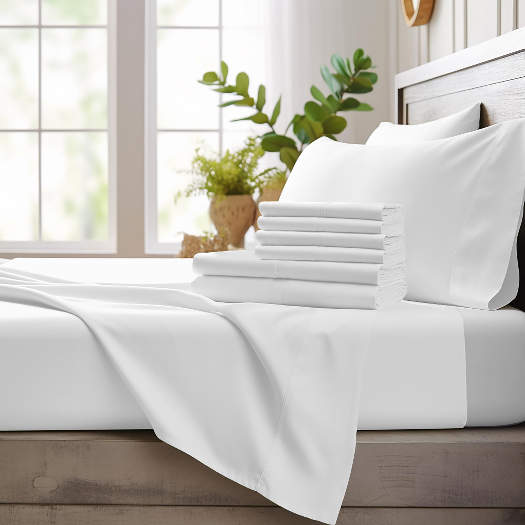 Bamboo Bay 6 Piece California King Sheet Sets - 100% Viscose Made From Bamboo Sheets Set - Ultra Soft Cooling Sheets For Hot Sle