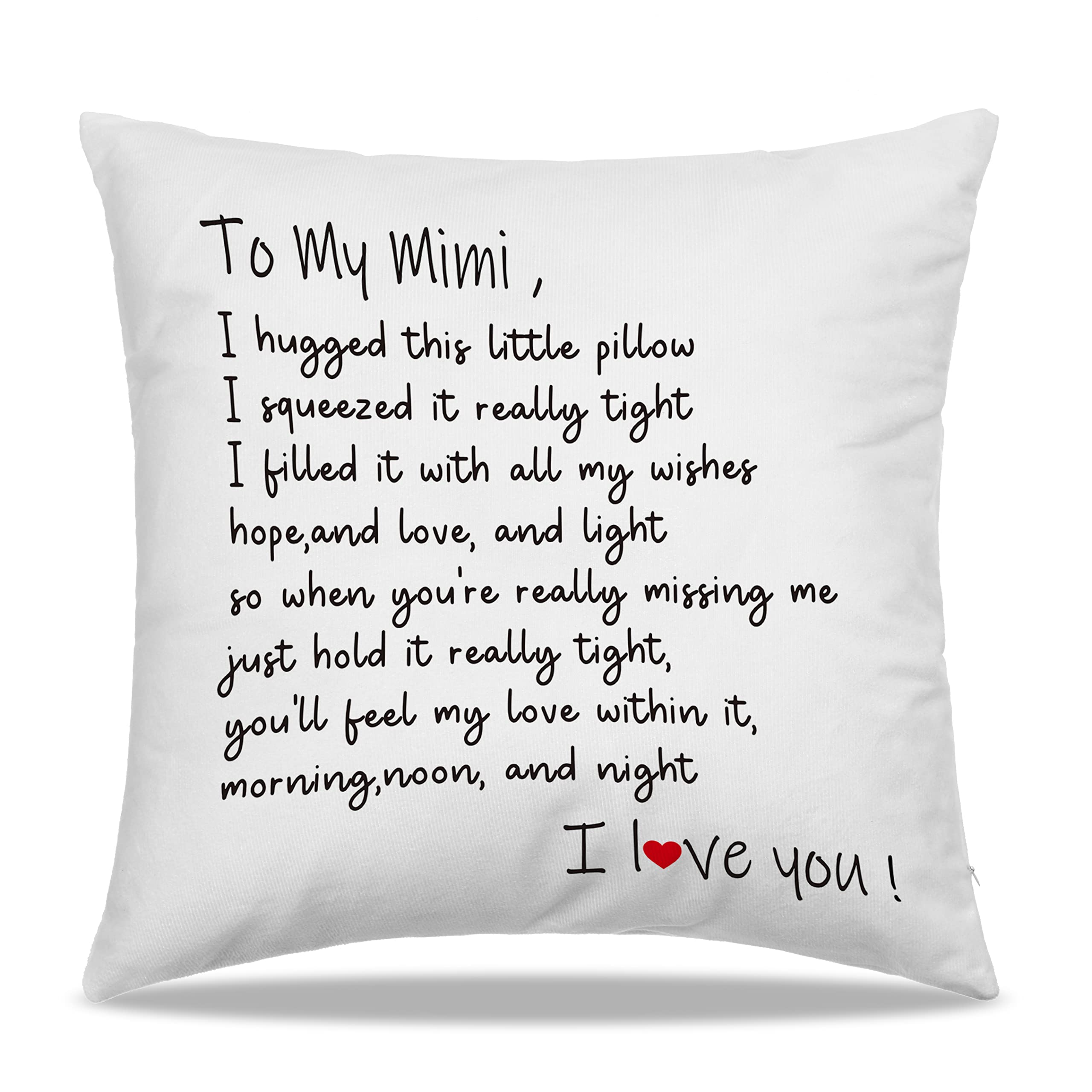 Dibor To My Mimi Gifts Throw Pillow Covers 18X18 In - For Mimi Birthday Gifts From Grandson Granddaughter, Best Mimi Gifts Pillo