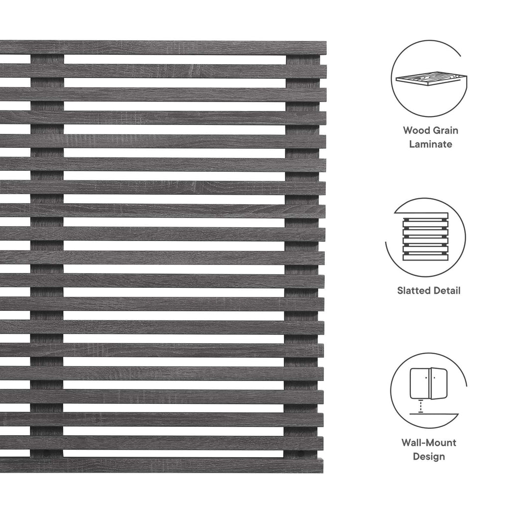 Modway Render Mid-Century Modern Wall-Mount Twin Headboard in Charcoal