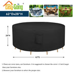 Easy-Going Round Patio Furniture Cover Waterproof Outdoor Dining Table And Chair Cover Anti-Uv Outside Sectional Sofa Set Covers (62' Dia X 28' H, Black)