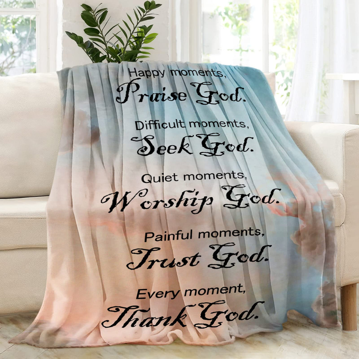 Christian Gifts For Women, Catholic Bible Verse Twin Blanket With Inspirational And Spiritual Scriptures Religious Soft Cozy Thr