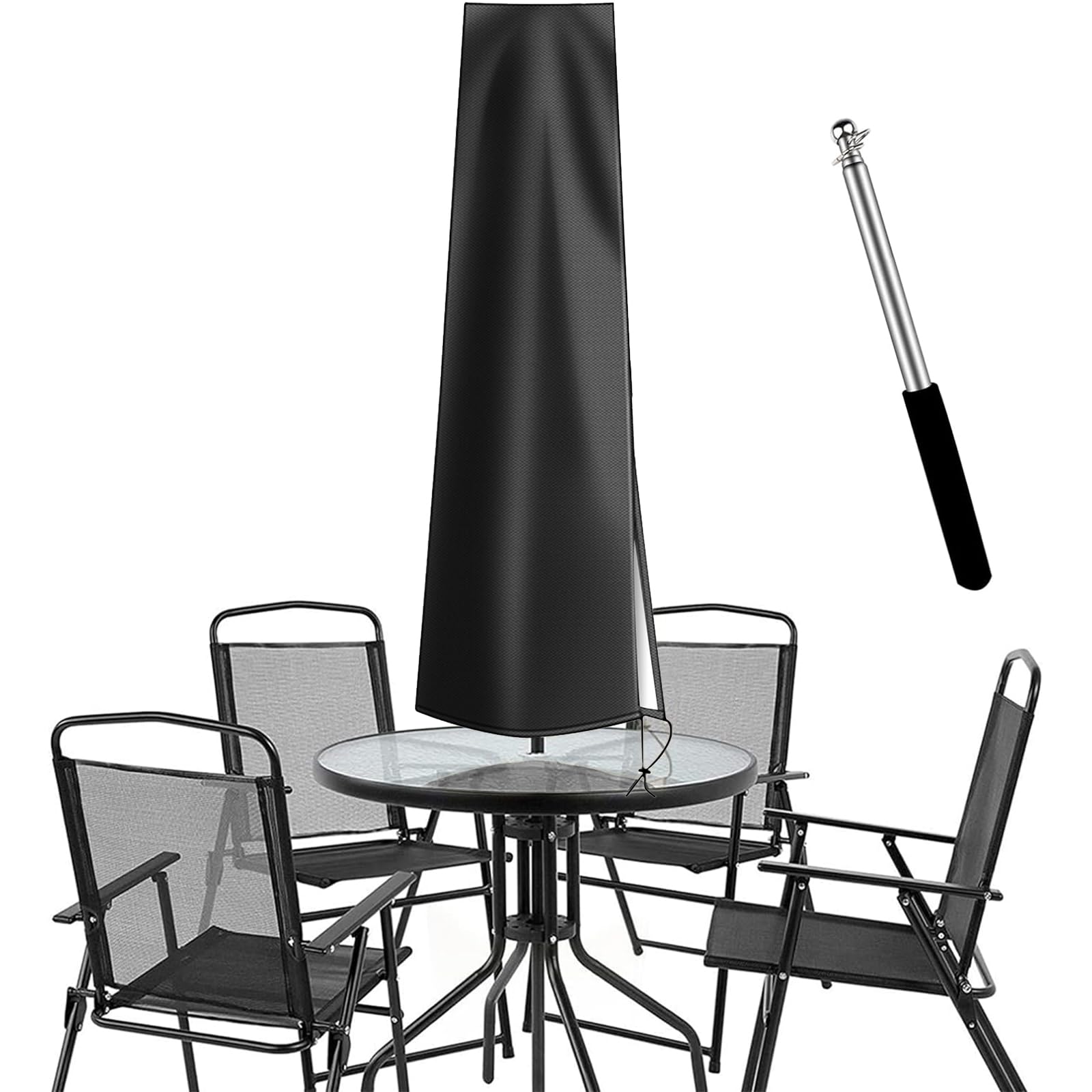 Dafire Patio Umbrella Cover For 7Ft To 9Ft Patio Umbrellas,1.7M Parasol Covers (Black 420D),Oxford Fabric Waterproof Market Umbr