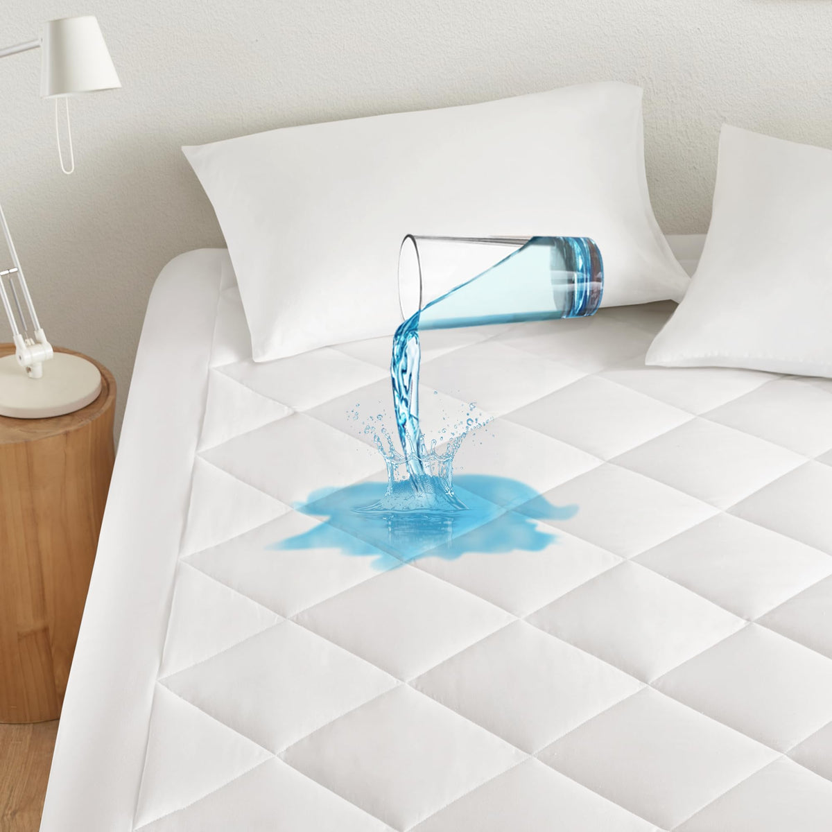Sleep Philosophy Waterproof Mattress Protector King Size Mattress Pad, 3M Scotchgard, Quilted & Fitted Microfiber Mattress Toppe