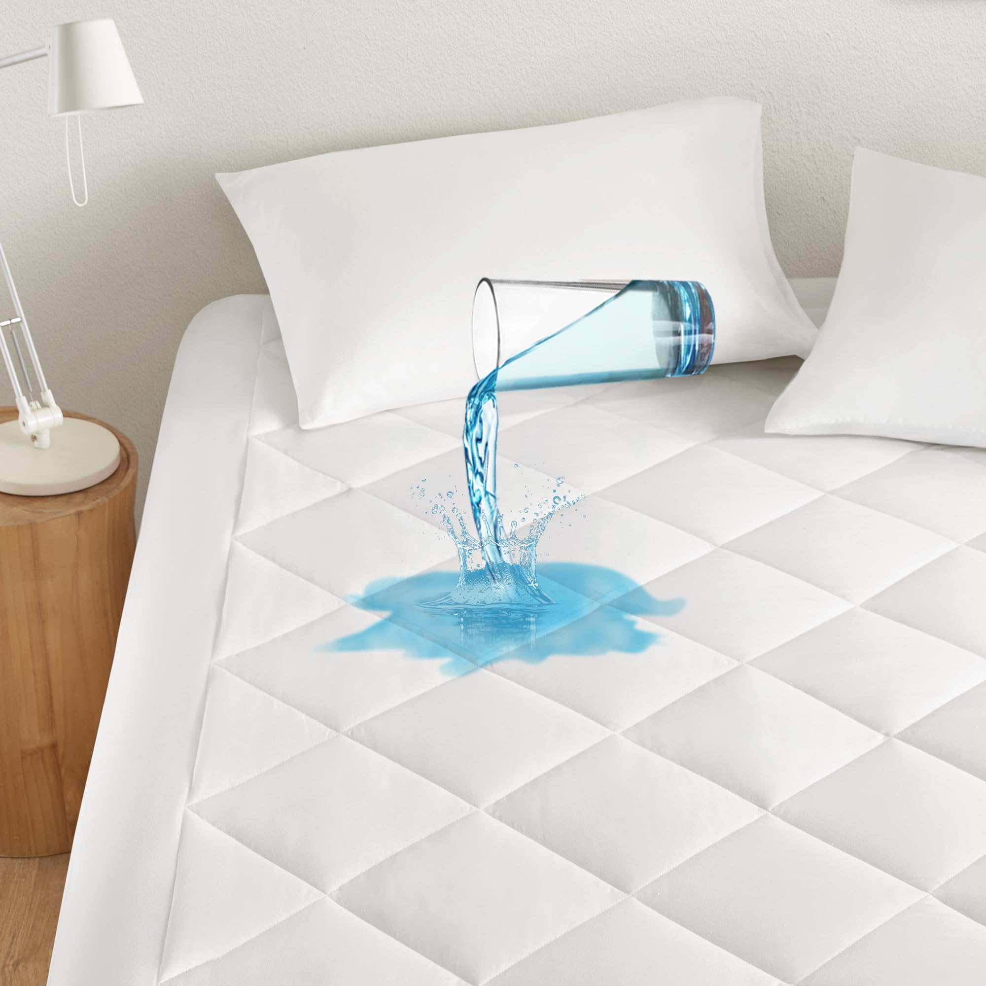 Sleep Philosophy Waterproof Mattress Protector Full Size Mattress Pad, 3M Scotchgard, Quilted & Fitted Microfiber Mattress Toppe