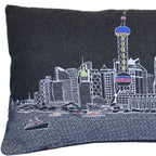 HomeRoots Grey 35' Black Shanghai Nighttime Skyline Lumbar Decorative Pillow