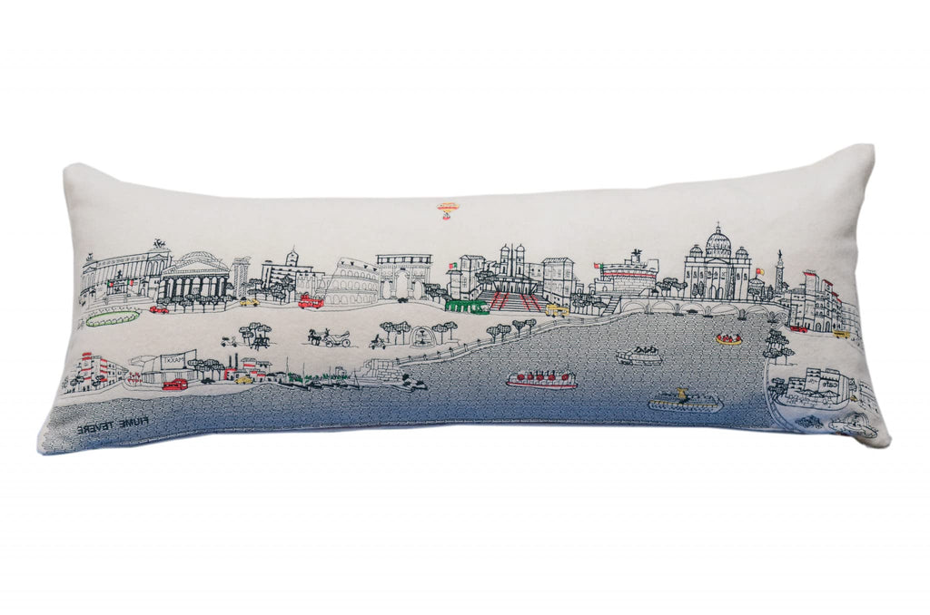 HomeRoots Cream 35' White Rome Daylight Skyline Lumbar Decorative Pillow