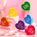 6 Pieces Valentines Day Wooden Sign Heart Shape Home Decor Conversation Heart Signs Candy Heart Tiered Tray Decor Farmhouse Swe