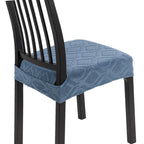 Searchi Stretch Dining Chair Seat Covers Set Of 4, Soft Removable Washable Seat Covers For Dining Chairs, Dining Room Seat Cover Protector (Rear-Covered, Hexagon Blue)