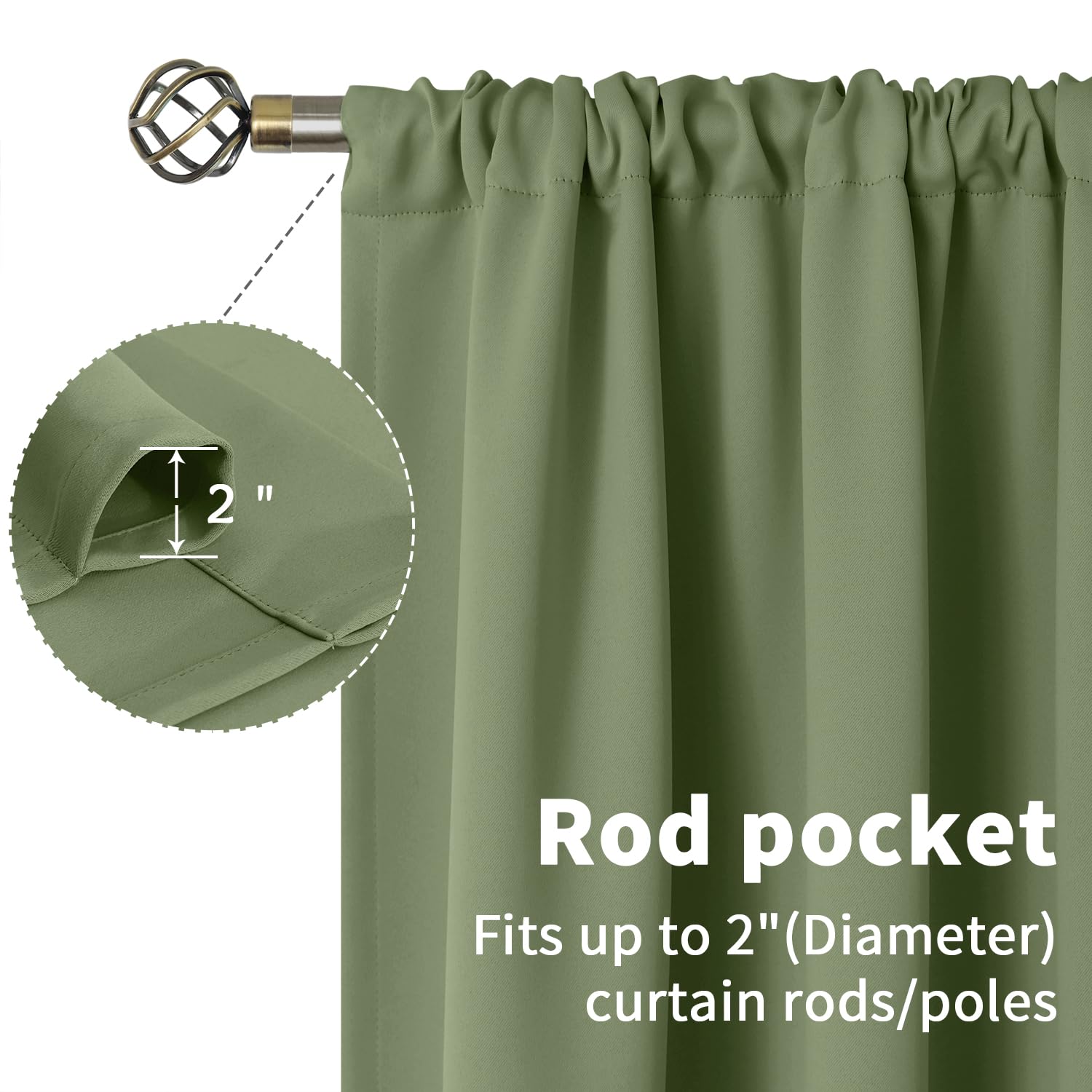 Bgment Olive Green Blackout Curtains 63 Inch Length For Bedroom - Rod Pocket Thermal Insulated Room Darkening Drapes For Living Room Office, 52 X 63 Inch, 2 Panels