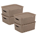 KOLORR Royal Baskets 4 Regular Basket with 4 Lid  LT Brown | stackable| easy to clean | strong and durable | BPA free | Multipu