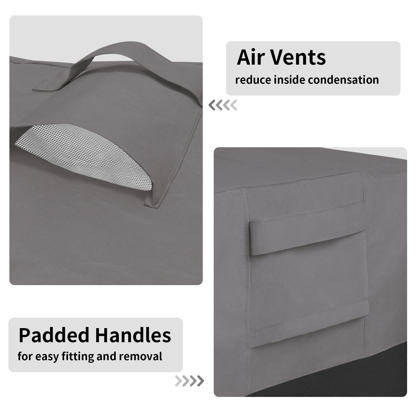 Easy-Going Outdoor Ottoman Cover, Waterproof Patio Ottoman Cover, Heavy Duty Outdoor Furniture Cover With Padded Handles (33'X33'X17', Gray/Black)