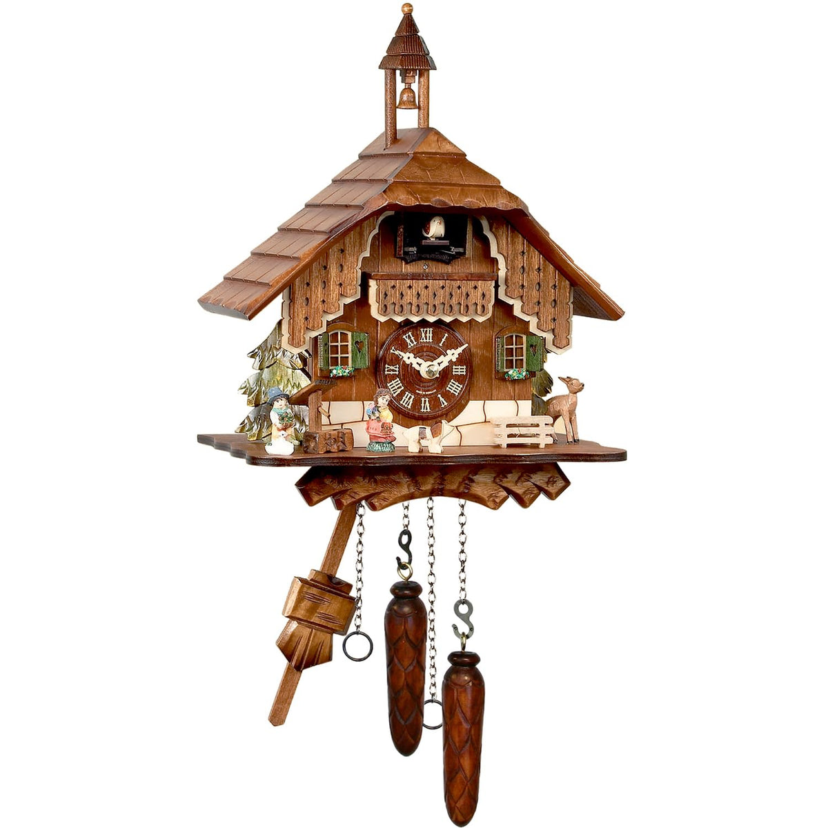 Alexander Taron Seasonal Decorative Collectible Engstler Battery Operated Cuckoo Clock Full Size 12&quot; H X 9.25&quot; W X 6&quot; D