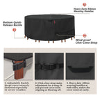 Porch Shield Round Patio Furniture Cover - Waterproof 600D Heavy Duty Outdoor Table And Chairs Cover 76 Inch, Black