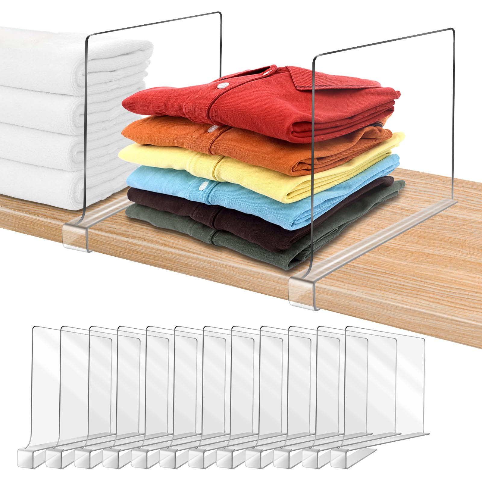 Acrylic Shelf Dividers, Clear Shelf Divider For Closet Organization 12Pcs Closet Shelf Divider Closet Dividers For Shelves Shelf