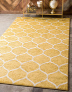 Unique Loom Trellis Frieze Collection Area Rug - Rounded (4' 1'' X 6' 1'', Yellow/ Ivory)