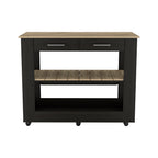 Kitchen Island 46 Inches Dozza, Two Drawers - Black/Light Oak