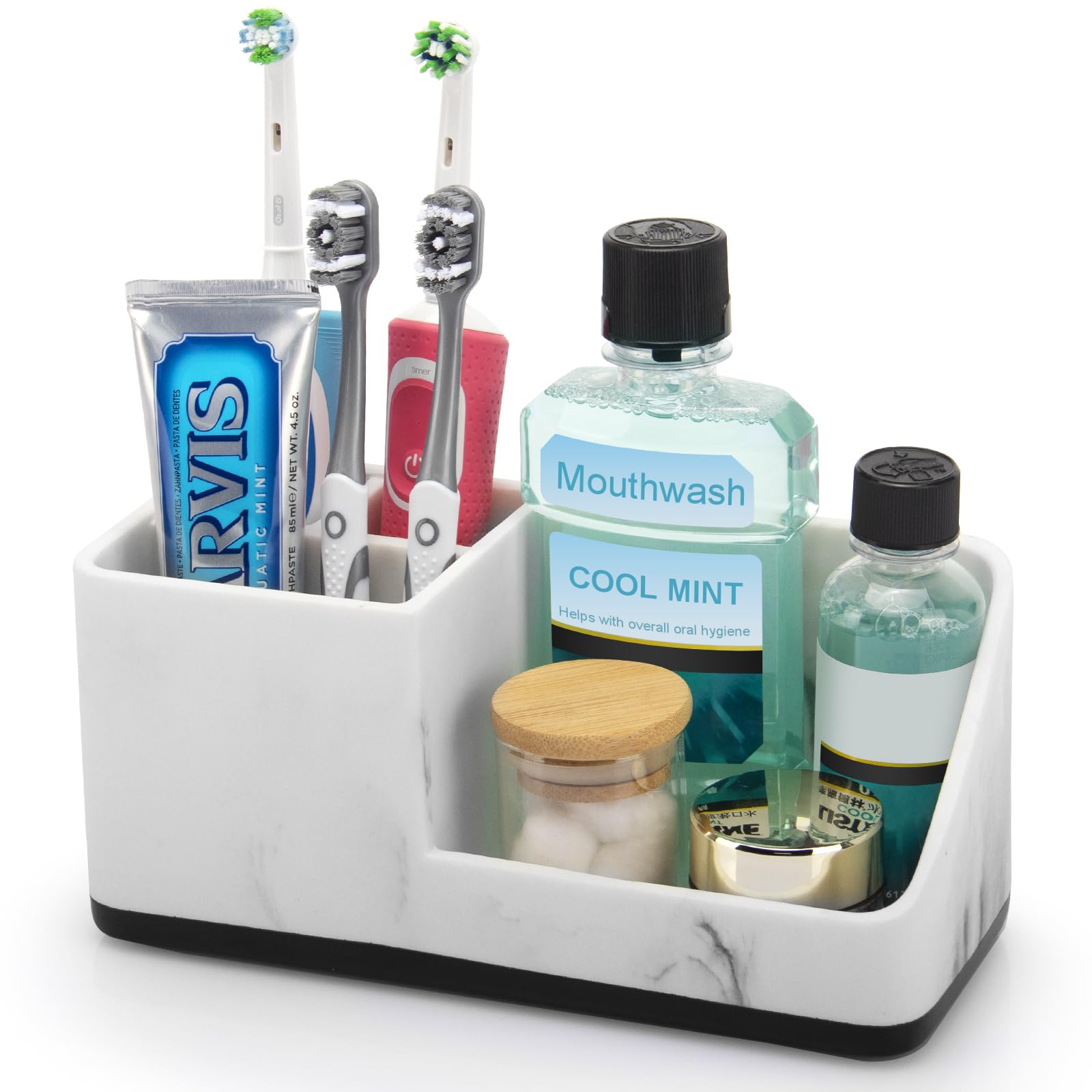 PARKMANI Toothbrush Holders for Bathrooms, Bathroom Counter Organizer, Electric Tooth Brushing and Toothpaste Holders, Marble Ba