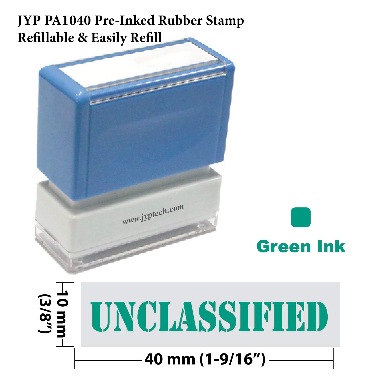 Unclassified - Jyp Pa1040 Pre-Inked Rubber Stamp (U01) (Green Ink)