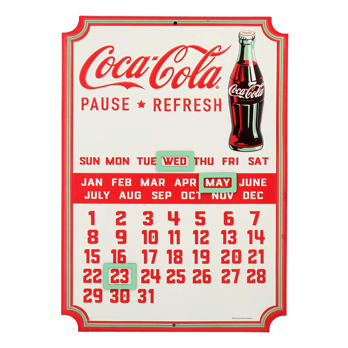 Open Road Brands Coca-Cola Calendar - Vintage Embossed Metal Coca-Cola Sign With Magnets For Kitchen Or Office