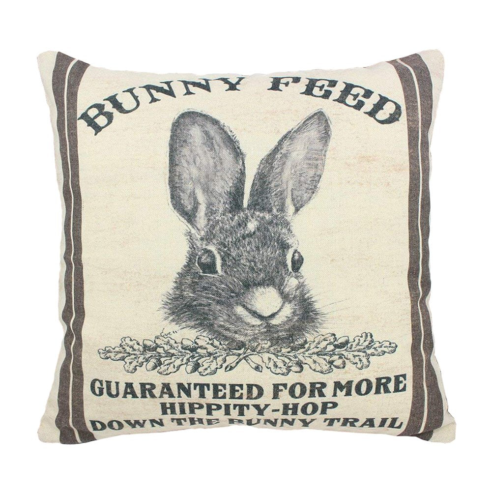 Easternproject Vintage Bunny Feed Sack Cotton Linen Easter Throw Pillow Case Burlap Poultry Decorative Cushion Cover For Home Fa